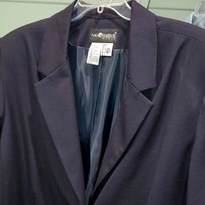 Sag Harbor Women's Worsted Wool Blazer Navy Blue Size 24W